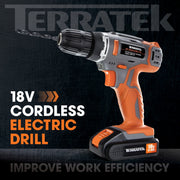 Terratek Terratek Cordless Drill Set | Battery Powered Combi Drill with Bits