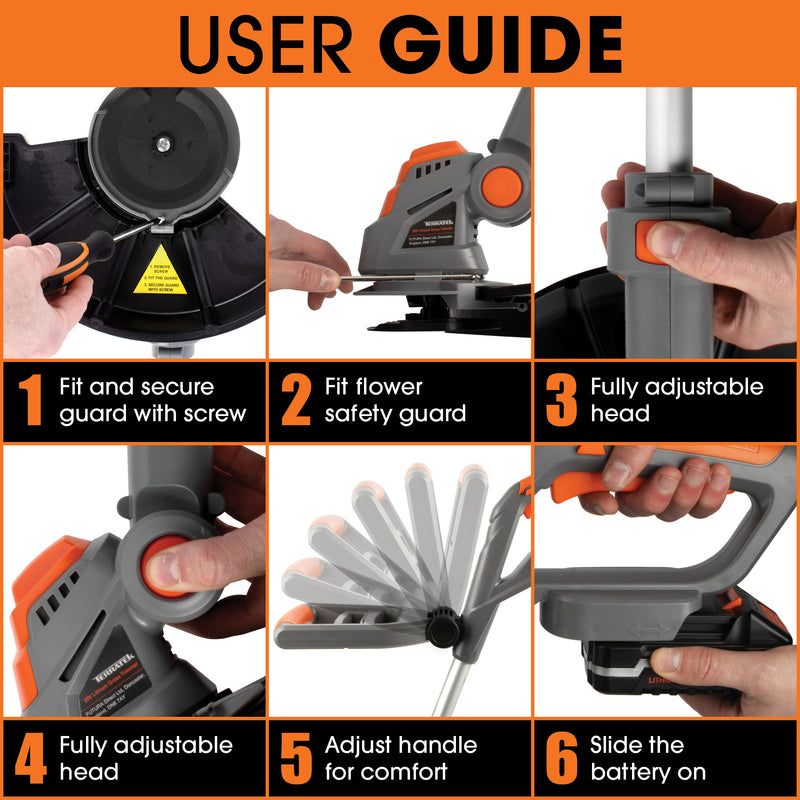 Terratek Terratek Cordless Grass Strimmer | 2 Batteries, Blades & Spool