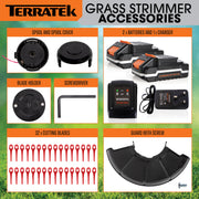 Terratek Terratek Cordless Grass Strimmer | 2 Batteries, Blades & Spool