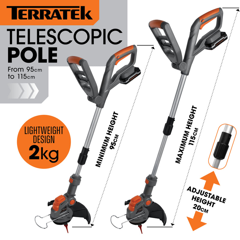 Terratek Terratek Cordless Grass Strimmer | 2 Batteries, Blades & Spool