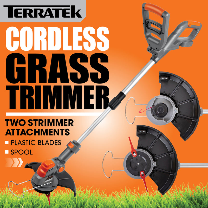 Terratek Terratek Cordless Grass Strimmer | 2 Batteries, Blades & Spool
