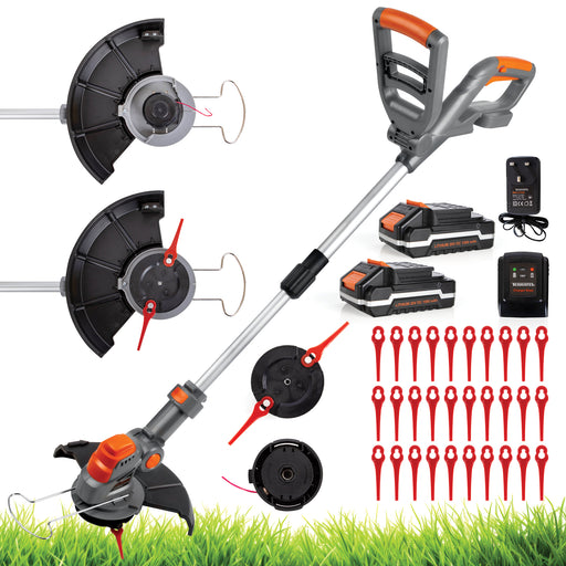 Terratek Terratek Cordless Grass Strimmer | 2 Batteries, Blades & Spool