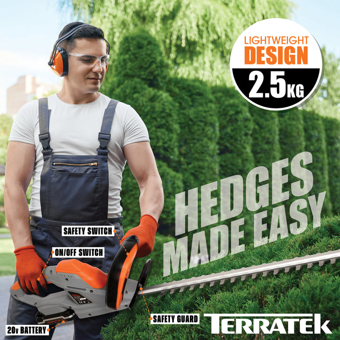 Terratek Terratek Cordless Hedge Trimmer | 20V Fast Charge Hedge Cutter