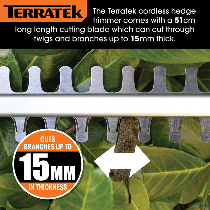 Terratek Terratek Cordless Hedge Trimmer | 20V Fast Charge Hedge Cutter