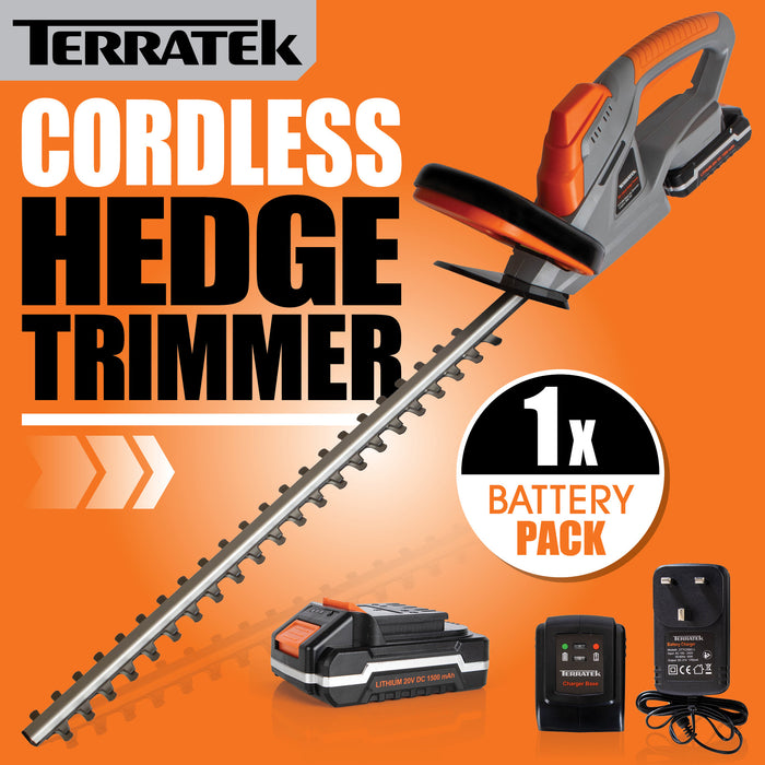 Terratek Terratek Cordless Hedge Trimmer | 20V Fast Charge Hedge Cutter