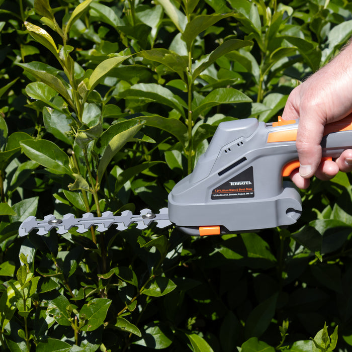 Terratek Terratek Cordless Hedge Trimmer | 7.2V 2-in-1 Battery Hedge Cutter