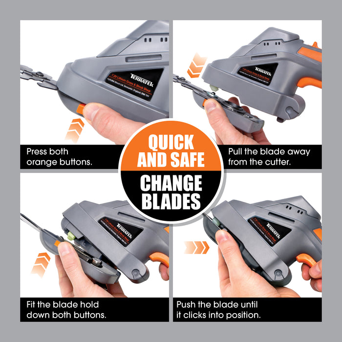 Terratek Terratek Cordless Hedge Trimmer | 7.2V 2-in-1 Battery Hedge Cutter