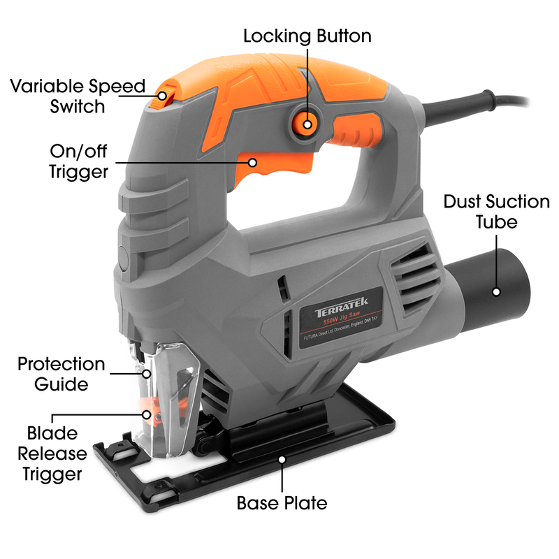 Terratek Terratek Electric Jigsaw | 550W Variable Speed Cutting Tool with Case