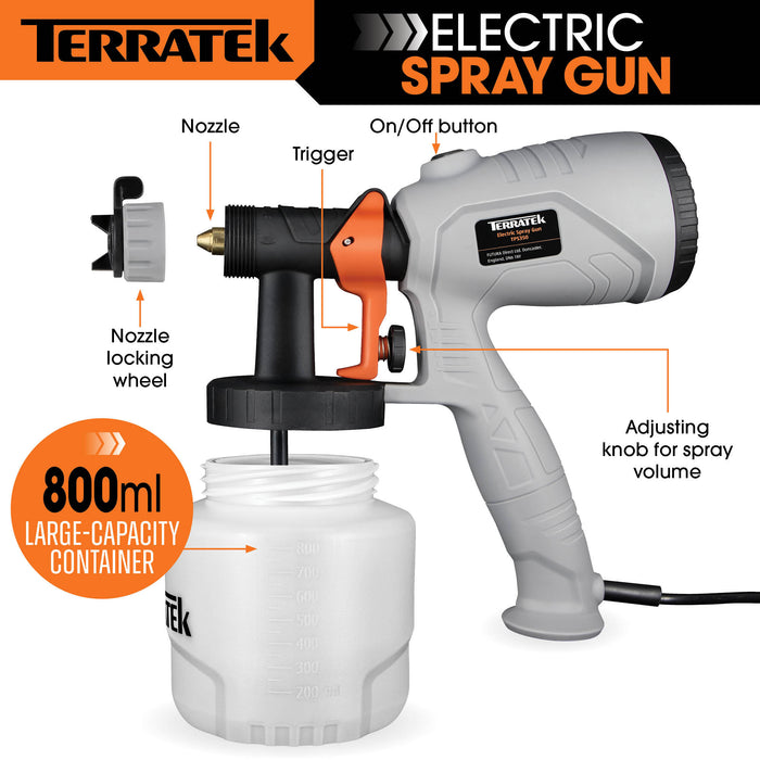 Terratek Terratek Electric Paint Sprayer | 350W Fence Spray Gun Machine