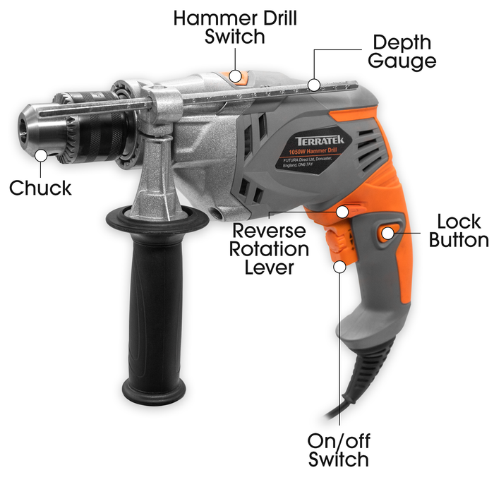 Terratek Terratek Hammer Drill | 1050W Corded Electric Drill