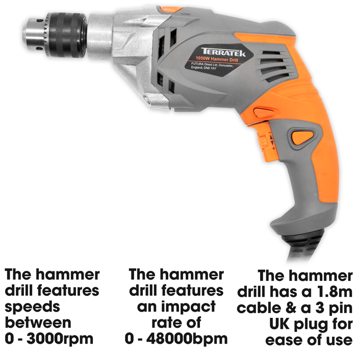 Terratek Terratek Hammer Drill | 1050W Corded Electric Drill