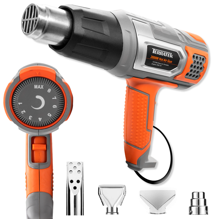 Futura Direct Terratek Pro 2000W Heat Gun Professional Hot Air Gun, Variable Temperature Control 80°C - 600°C