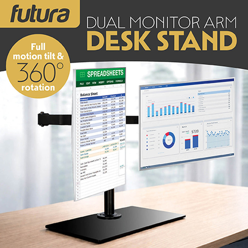 Futura Dual Monitor Stand 13 to 32 Inch | Freestanding Mount Supports 8kg