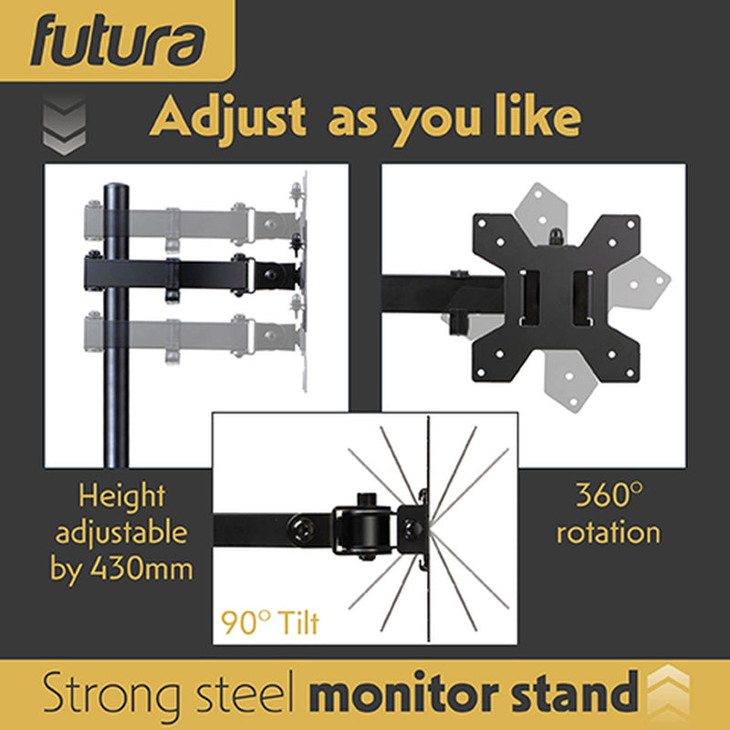 Futura Dual Monitor Stand 13 to 32 Inch | Freestanding Mount Supports 8kg