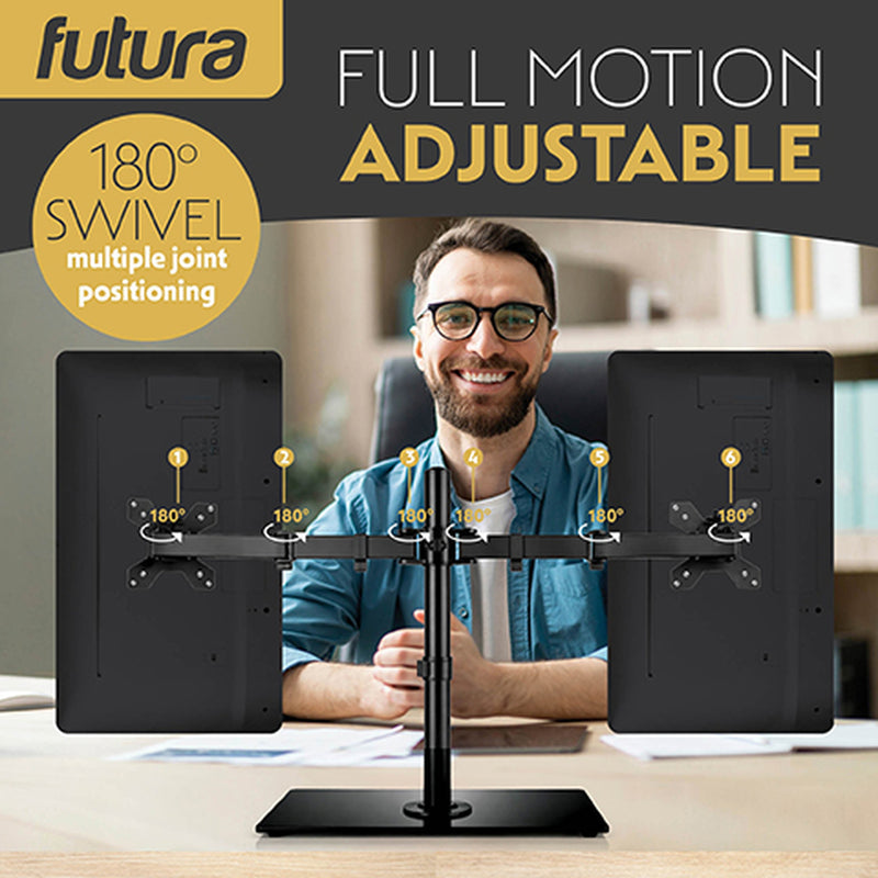 Futura Dual Monitor Stand 13 to 32 Inch | Freestanding Mount Supports 8kg