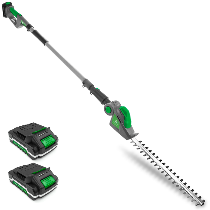 Gracious Gardens 18V Max Cordless Electric Hedge Trimmer Long Reach Lithium-Ion 2.4m Telescopic Extendable Pole 45cm Cutting Length, 5 Positions for Tall Hedges, Battery Powered