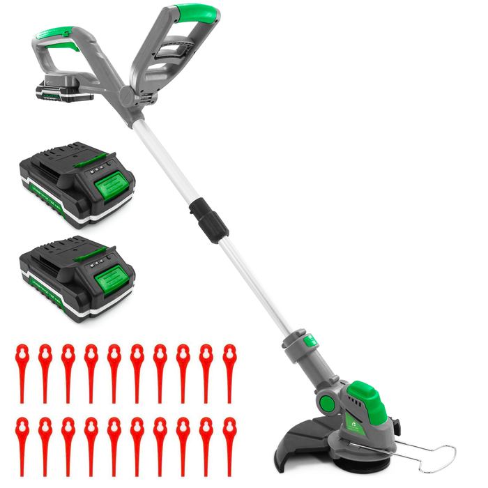Gracious Gardens 18V Cordless Strimmer with 2 Batteries & 30 Spare Blades
