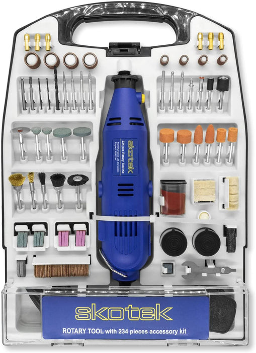 Skotek Rotary Tool Kit 135W with 234pc Accessory Set & Storage Case, Variable Speed 8000-33000rpm, Ideal for DIY, Woodwork & Hobby Craft, Dremel Compatible