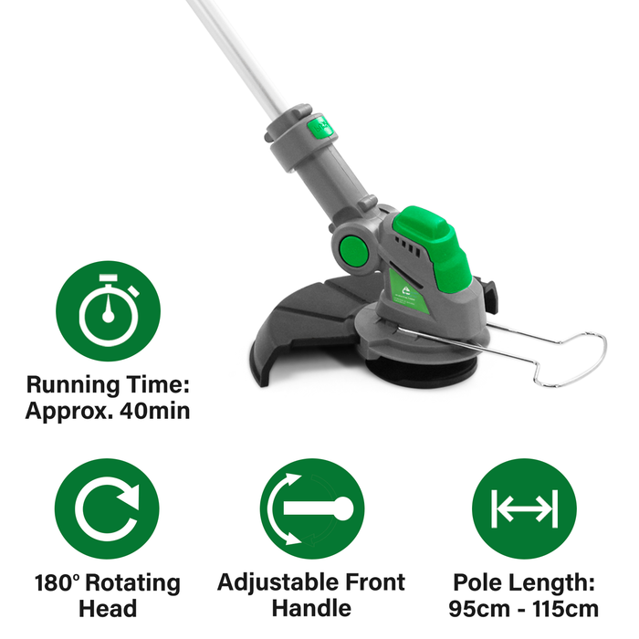 Gracious Gardens 18V Cordless Strimmer with 2 Batteries & 30 Spare Blades