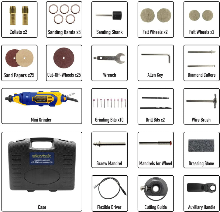 135W Multi Rotary Tool Set Dremel Compatible 80pc Accessory Kit Skotek
