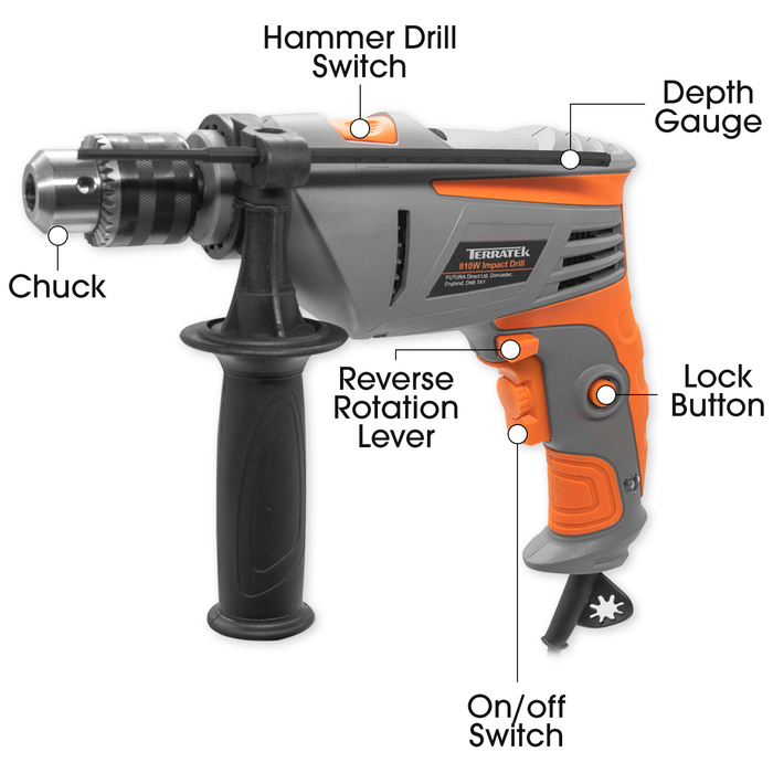 Terratek 810W Hammer Drill 35pc Kit
