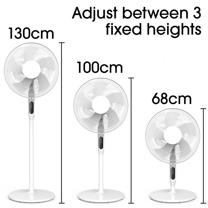Futura White 16inch Oscillating Pedestal Standing Fan, Remote & Timer