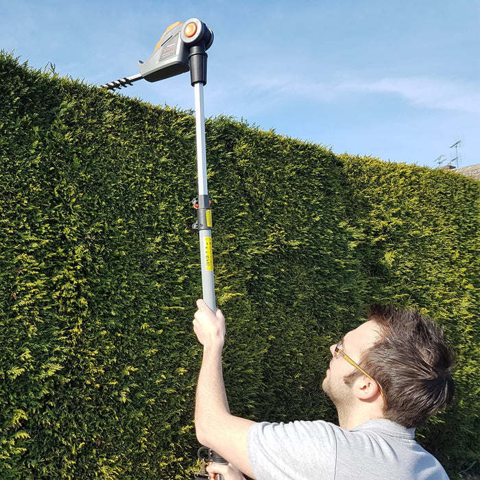 Long Reach Cordless Hedge Trimmer 18V / 20V-Max Lithium-Ion 2.4m Telescopic Extendable Pole 450mm Cutting Length