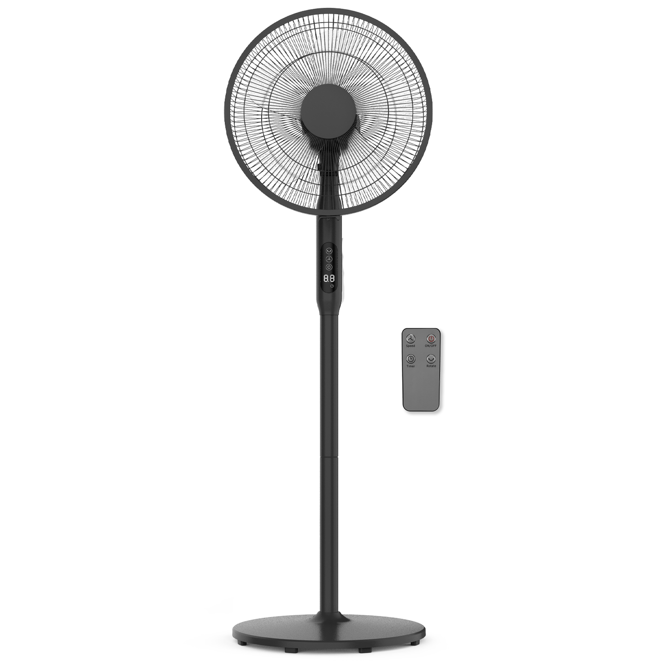 Futura Direct Cozytek Black 14inch Oscillating Pedestal Standing Fan, Remote & Timer