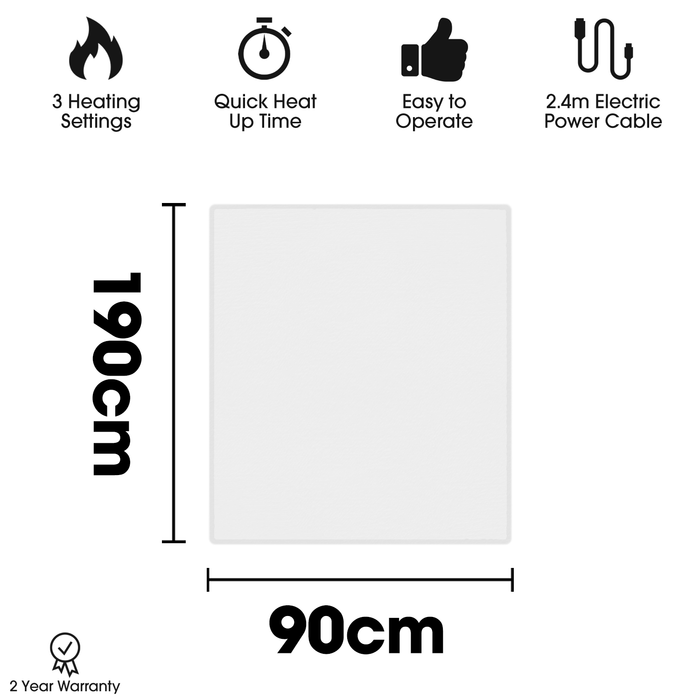 Futura Direct Dreamcatcher Single Electric Blanket Underblanket Full Size Single Bed Size 90 x 190cm