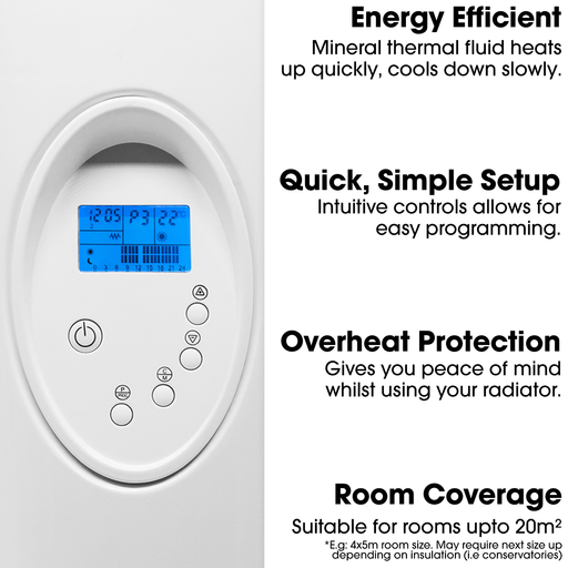 Futura Direct Futura Eco 1800W Panel Heater Electric Oil Filled Radiator Retention Heater 24/7 Day Timer