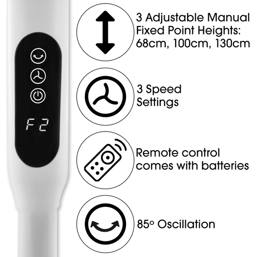 Futura Direct Futura White 16inch Oscillating Pedestal Standing Fan, Remote & Timer