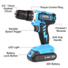 Futura Direct Naerok 20V Cordless Drill Driver with 13pc Drill Bit Accessory Kit