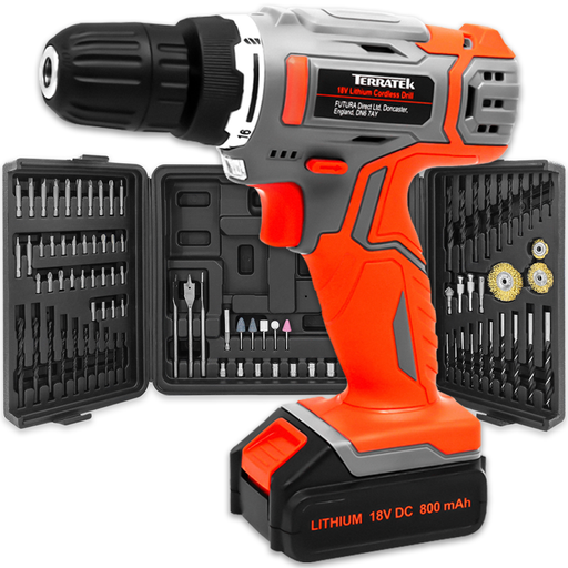 Futura Direct Terratek 18V/20V Cordless Drill Driver with 89pc Drill Bit Accessory Set